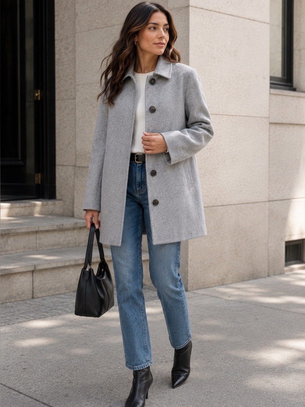 Theory Grey Wool Cashmere Coat